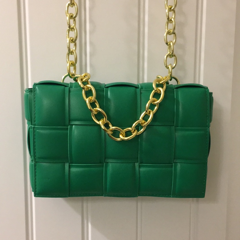 Green Padded Cassette Woven Bag